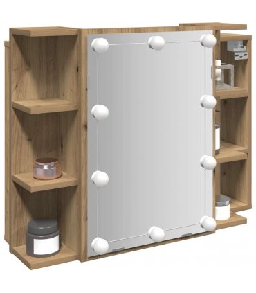 vidaXL Mirror Cabinet with LED Artisan Oak 70x16.5x60 cm