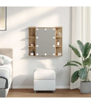 vidaXL Mirror Cabinet with LED Artisan Oak 70x16.5x60 cm