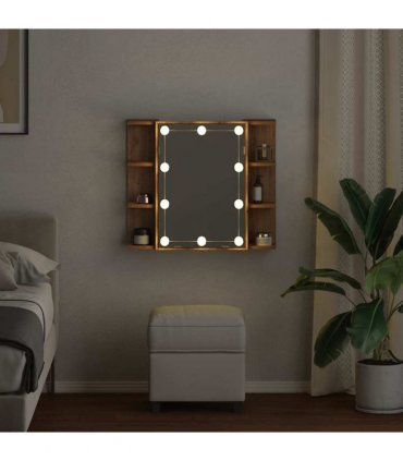 vidaXL Mirror Cabinet with LED Artisan Oak 70x16.5x60 cm