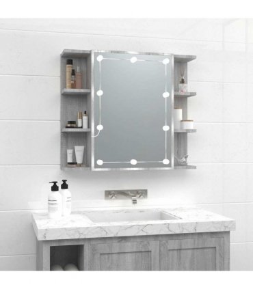vidaXL Mirror Cabinet with LED Grey Sonoma 70x16.5x60 cm