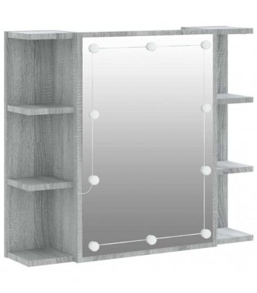 vidaXL Mirror Cabinet with LED Grey Sonoma 70x16.5x60 cm