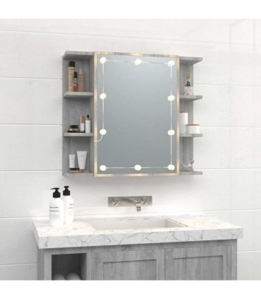 vidaXL Mirror Cabinet with LED Grey Sonoma 70x16.5x60 cm