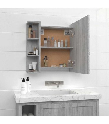 vidaXL Mirror Cabinet with LED Grey Sonoma 70x16.5x60 cm