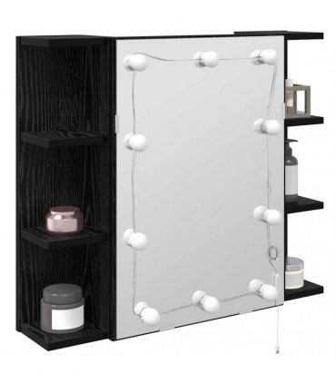 vidaXL Mirror Cabinet Black Oak 70 x 16.5 x 60 cm Engineered Wood