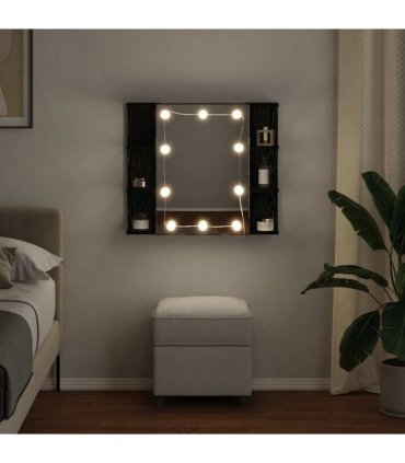 vidaXL Mirror Cabinet Black Oak 70 x 16.5 x 60 cm Engineered Wood