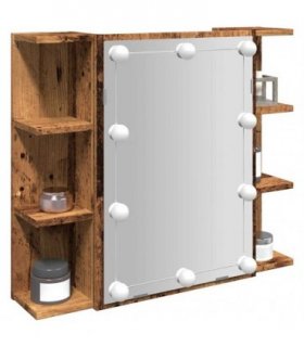 vidaXL Mirror Cabinet with LED Old Wood 70x16.5x60 cm