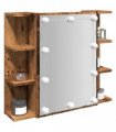 vidaXL Mirror Cabinet with LED Old Wood 70x16.5x60 cm