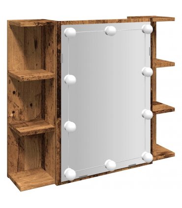 vidaXL Mirror Cabinet with LED Old Wood 70x16.5x60 cm