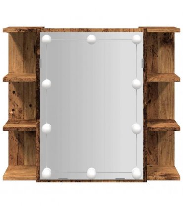 vidaXL Mirror Cabinet with LED Old Wood 70x16.5x60 cm