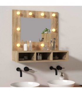 vidaXL Mirror Cabinet with LED Sonoma Oak 60x31.5x62 cm