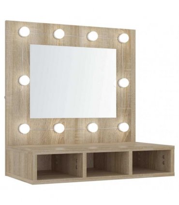 vidaXL Mirror Cabinet with LED Sonoma Oak 60x31.5x62 cm