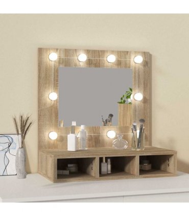 vidaXL Mirror Cabinet with LED Sonoma Oak 60x31.5x62 cm
