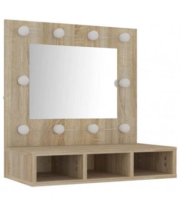 vidaXL Mirror Cabinet with LED Sonoma Oak 60x31.5x62 cm