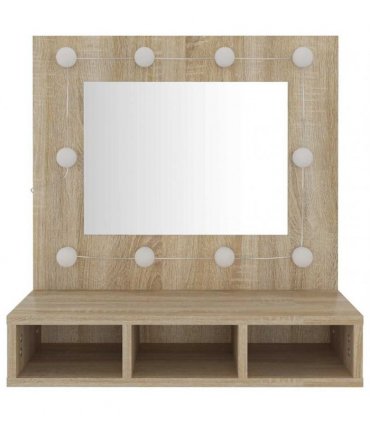 vidaXL Mirror Cabinet with LED Sonoma Oak 60x31.5x62 cm