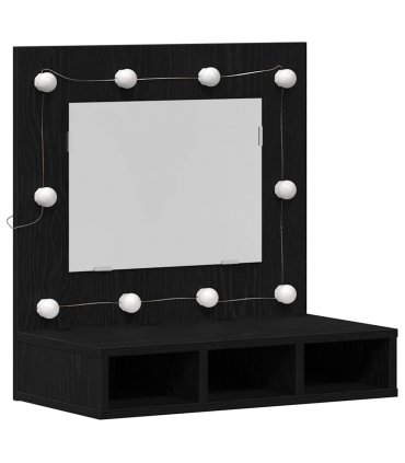 vidaXL Mirror Cabinet Black Oak 60 x 31.5 x 62 cm Engineered Wood