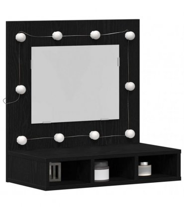 vidaXL Mirror Cabinet Black Oak 60 x 31.5 x 62 cm Engineered Wood