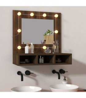 vidaXL Mirror Cabinet with LED Brown Oak 60x31.5x62 cm