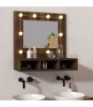vidaXL Mirror Cabinet with LED Brown Oak 60x31.5x62 cm