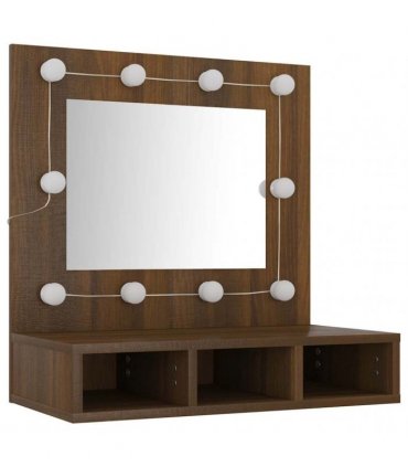 vidaXL Mirror Cabinet with LED Brown Oak 60x31.5x62 cm