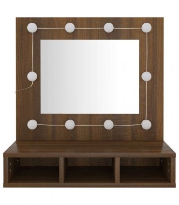 vidaXL Mirror Cabinet with LED Brown Oak 60x31.5x62 cm
