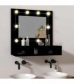 vidaXL Mirror Cabinet with LED Black 60x31.5x62 cm