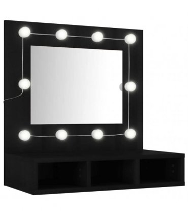 vidaXL Mirror Cabinet with LED Black 60x31.5x62 cm