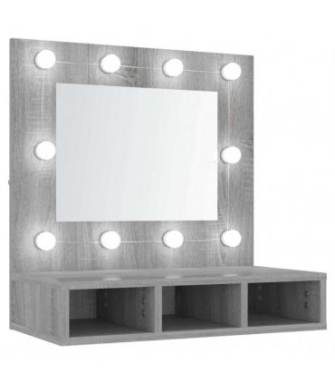 vidaXL Mirror Cabinet with LED Grey Sonoma 60x31.5x62 cm