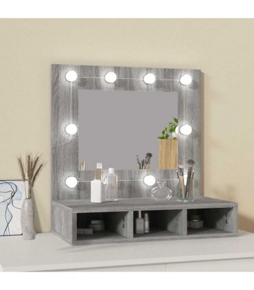 vidaXL Mirror Cabinet with LED Grey Sonoma 60x31.5x62 cm
