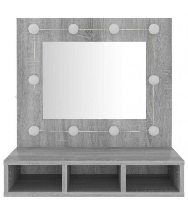 vidaXL Mirror Cabinet with LED Grey Sonoma 60x31.5x62 cm