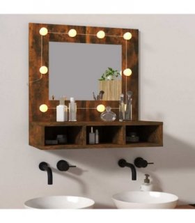 vidaXL Mirror Cabinet with LED Smoked Oak 60x31.5x62 cm