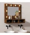 vidaXL Mirror Cabinet with LED Smoked Oak 60x31.5x62 cm