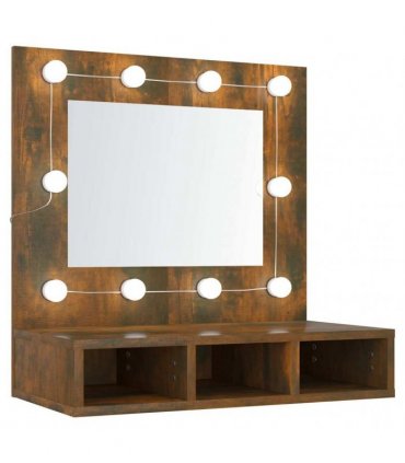 vidaXL Mirror Cabinet with LED Smoked Oak 60x31.5x62 cm