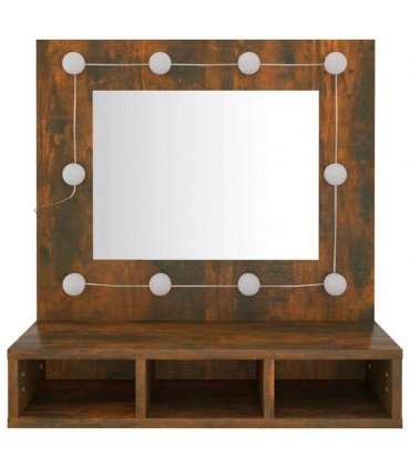 vidaXL Mirror Cabinet with LED Smoked Oak 60x31.5x62 cm