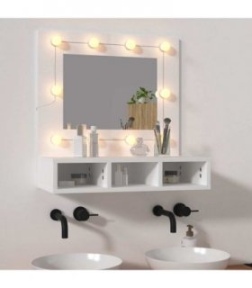 vidaXL Mirror Cabinet with LED White 60x31.5x62 cm