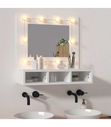 vidaXL Mirror Cabinet with LED White 60x31.5x62 cm