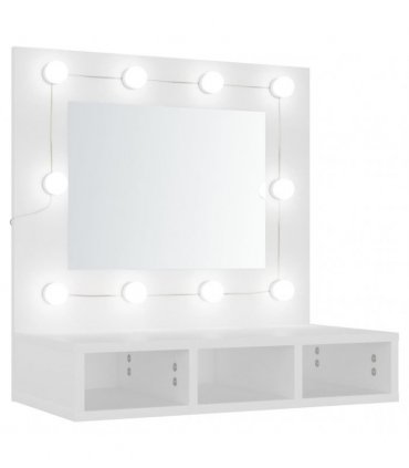 vidaXL Mirror Cabinet with LED White 60x31.5x62 cm