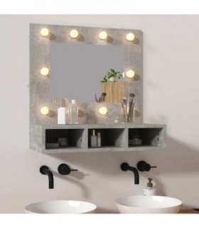 vidaXL Mirror Cabinet with LED Concrete Grey 60x31.5x62 cm