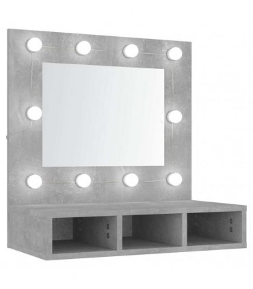 vidaXL Mirror Cabinet with LED Concrete Grey 60x31.5x62 cm