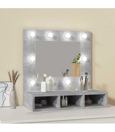 vidaXL Mirror Cabinet with LED Concrete Grey 60x31.5x62 cm