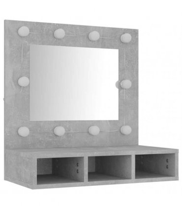vidaXL Mirror Cabinet with LED Concrete Grey 60x31.5x62 cm