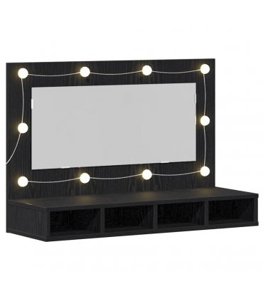 vidaXL Mirror Cabinet Black Oak 90 x 31.5 x 62 cm Engineered Wood