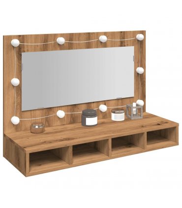 vidaXL Mirror Cabinet with LED Artisan Oak 90x31.5x62 cm