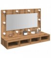 vidaXL Mirror Cabinet with LED Artisan Oak 90x31.5x62 cm