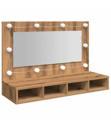 vidaXL Mirror Cabinet with LED Artisan Oak 90x31.5x62 cm
