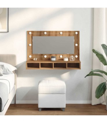 vidaXL Mirror Cabinet with LED Artisan Oak 90x31.5x62 cm