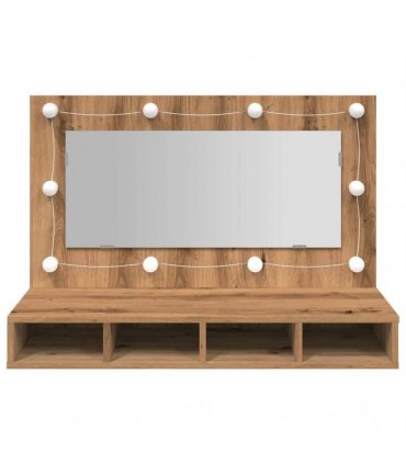 vidaXL Mirror Cabinet with LED Artisan Oak 90x31.5x62 cm