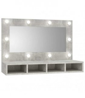 vidaXL Mirror Cabinet with LED Concrete Grey 90x31.5x62 cm