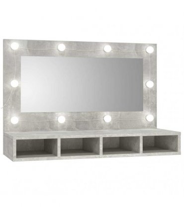 vidaXL Mirror Cabinet with LED Concrete Grey 90x31.5x62 cm