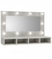 vidaXL Mirror Cabinet with LED Concrete Grey 90x31.5x62 cm