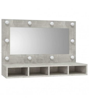 vidaXL Mirror Cabinet with LED Concrete Grey 90x31.5x62 cm